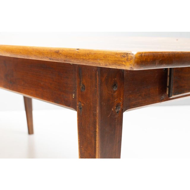 Wood Antique Farmhouse Table in Cherrywood, 1880 For Sale - Image 7 of 9