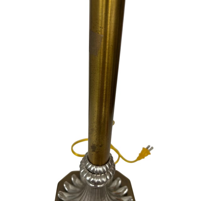 Brass Vintage Neoclassical Mixed Metal Table Lamp For Sale - Image 8 of 8