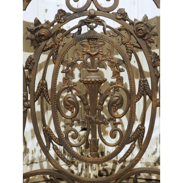 1900 - 1909 Antique Cast Iron Parisian Balcony Gate Console With Shellstone Top, Circa 1900 For Sale - Image 5 of 17