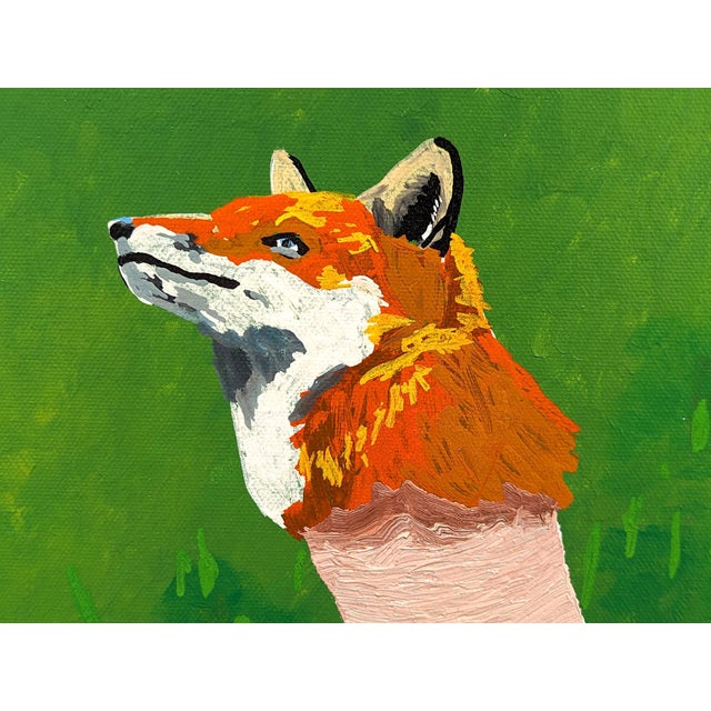 Textile Alex Paulus “You're looking good just like a snake in the grass” Contemporary Fox Painting, 2018 For Sale - Image 7 of 7