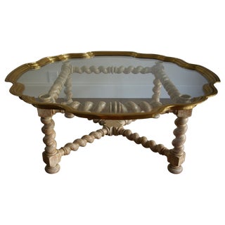 Baker Furniture Glass and Brass Round Coffee Table For Sale