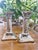 A matched pair of antique circa 1890 English silver plated candlesticks. Each engraved on the foot to read: Clapham Rovers...