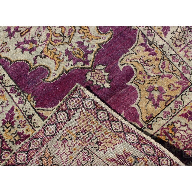 Purple Vintage Turkish Oushak Rug With a Traditional Medallion Design 3'6"x5'8" For Sale In Atlanta - Image 6 of 6