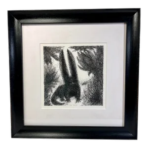 2014 Tall Ears Ink Drawing by Californian Artist Linda Ternoir Signed