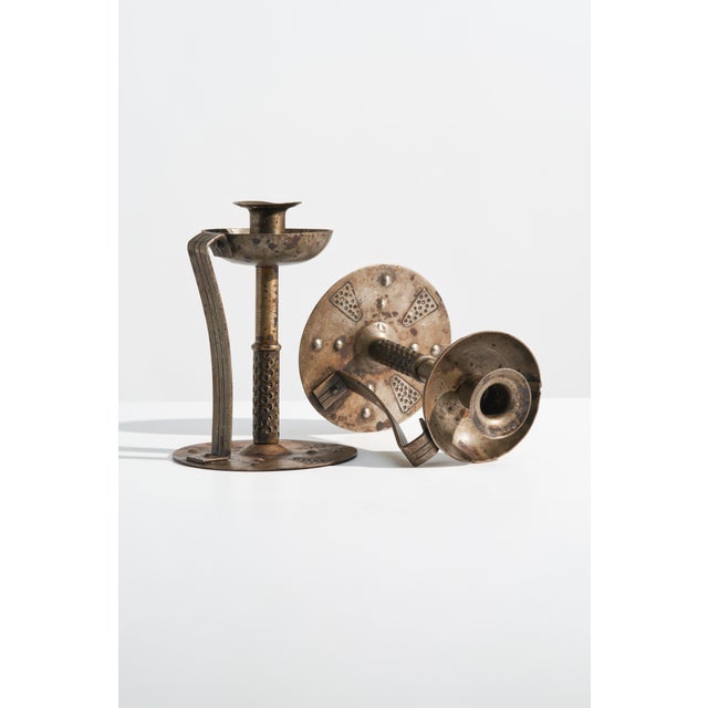 Antique Goberg Arts and Crafts Era Candlesticks by Hugo Berger For Sale In Orlando - Image 6 of 10