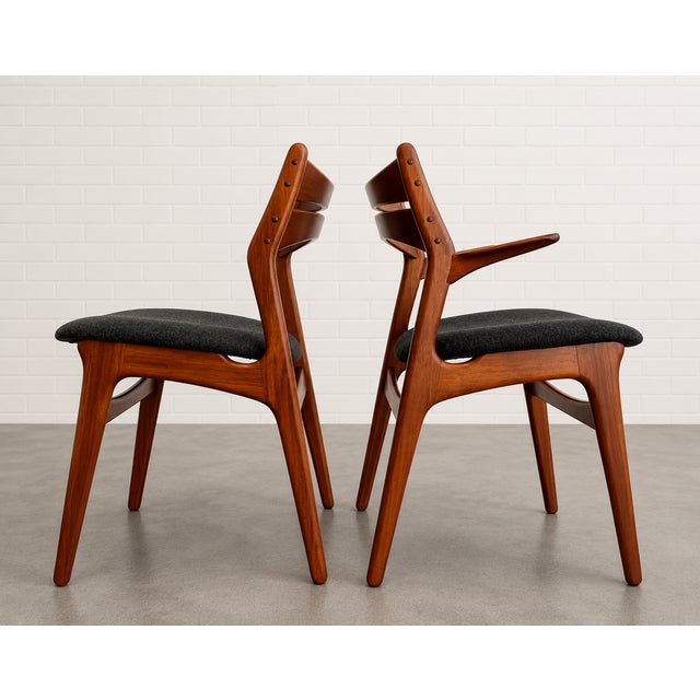 Erik Buch Mid Century Modern Pair of Teak Dining Chair by Erik Buch for Christiansen For Sale - Image 4 of 15