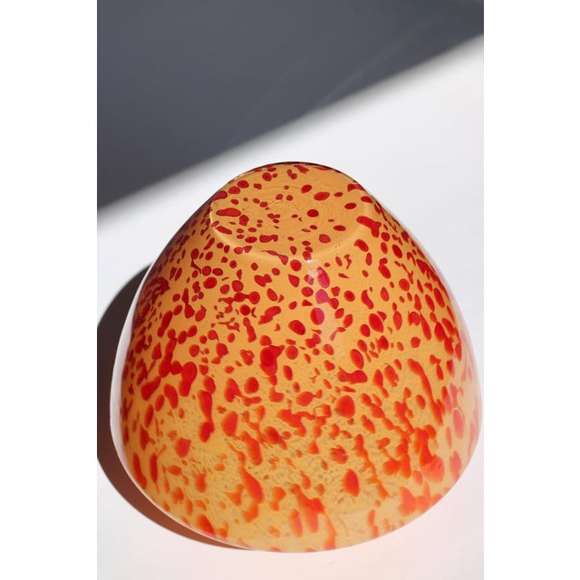 Mid-Century Modern Vintage Maestri Vetrai Murano Style Bright Orange Red Hand Blown Vase For Sale - Image 3 of 4