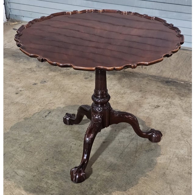Kindel Furniture Kindel Winterthur Collection Philadelphia Carved Mahogany Tilt Top Pie Table For Sale - Image 4 of 14