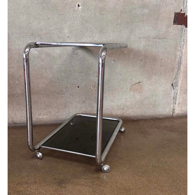 Modern Vintage Italian Chrome Bar Cart For Sale - Image 3 of 10