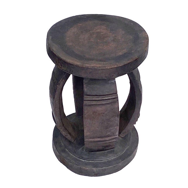 Vintage Rustic Wood African Large Baga Stool Guinea-Bissau 15" H by 11"w For Sale - Image 4 of 6