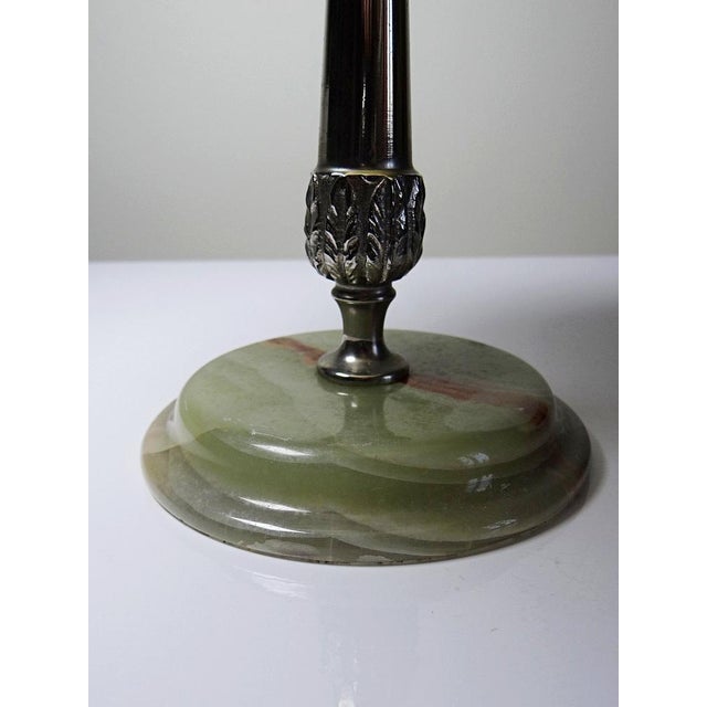 Display Stand in Green Onyx and Silver-Plated Metal, 1940s For Sale - Image 12 of 14