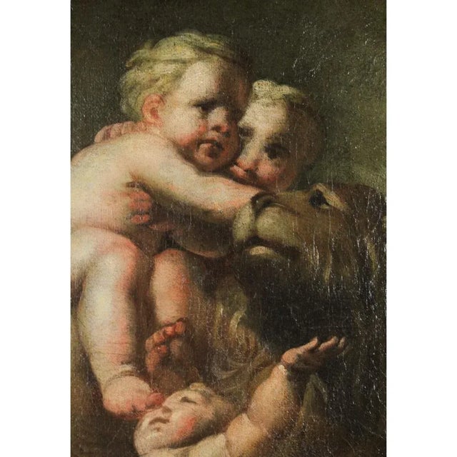Putti with a Lion, 1800s, Oil on Canvas, Framed For Sale - Image 3 of 5
