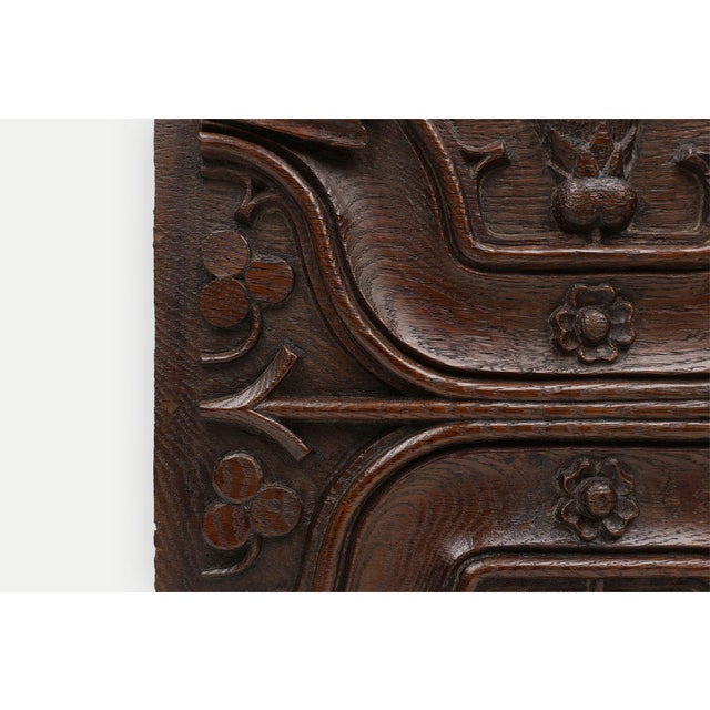 Brown Gothic Sculpted Panel in Oak, Belgium, 16th Century For Sale - Image 8 of 12