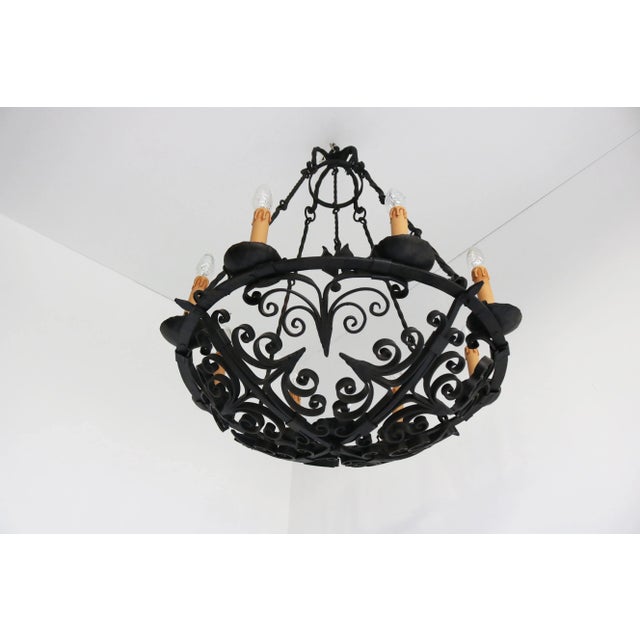 Antique Wrought Iron Chandelier, 1800s For Sale - Image 10 of 16