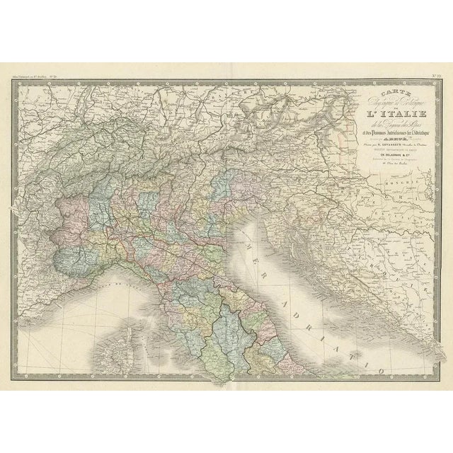 Antique map titled 'Map of Italy (\.)'. Large map of Northern Italy. This map originates from 'Atlas of Modern Physical...