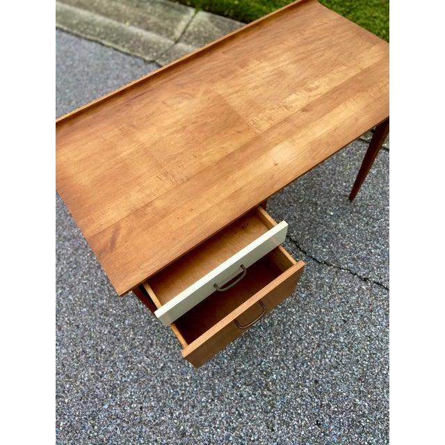 Brown Milo Baughman Desk With White Drawer + File Drawer For Sale - Image 8 of 12