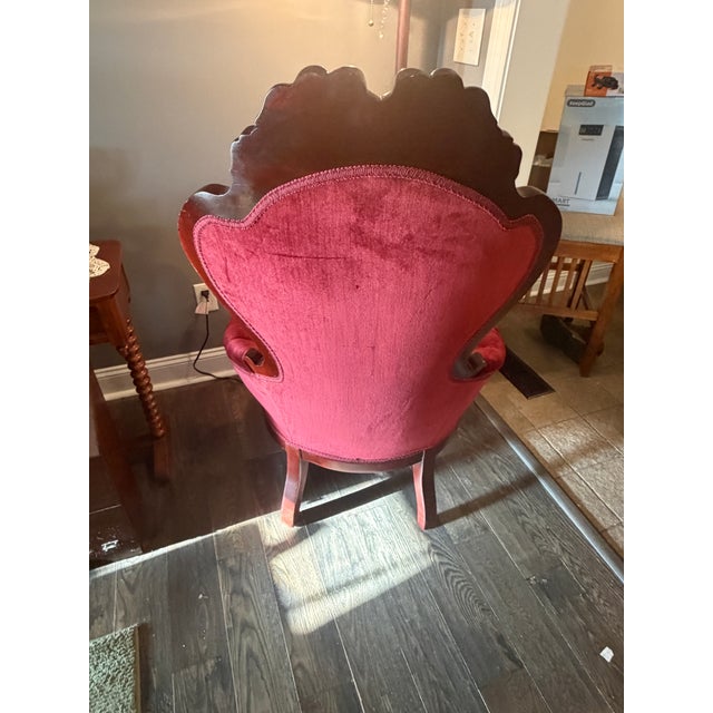 Victorian Striking Victorian Revival Parlor Armchair by Kimball Furniture Reproduction Dated 6/25/1996 For Sale - Image 3 of 9