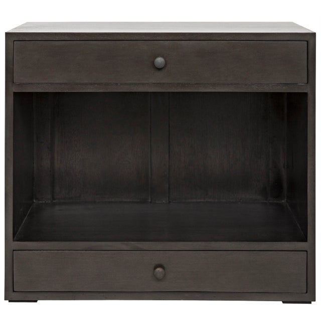 With open spaces for display, and two drawers for privacy, this straightforward, solid mahogany side table is the perfect...