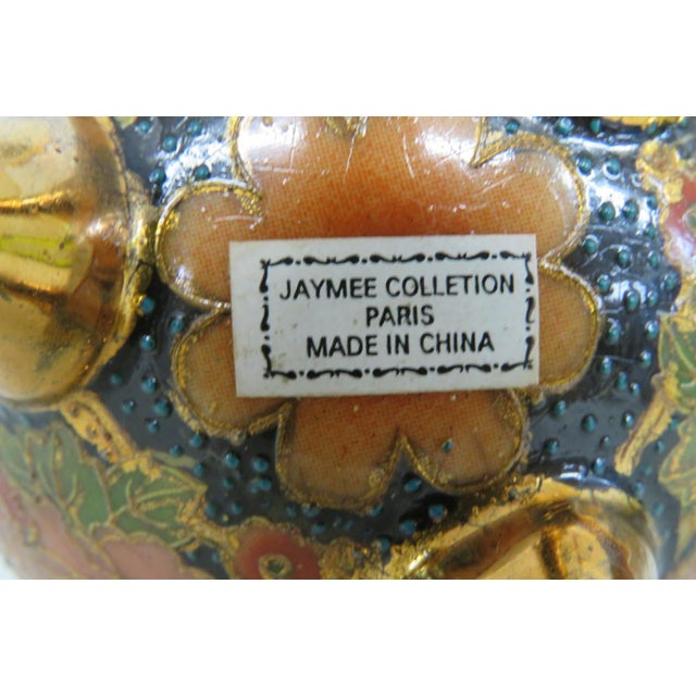 Ceramic Jaymee Collection Paris Gilt Hand Painted Egg Box Mid Century Geisha Motif 5060b For Sale - Image 7 of 15