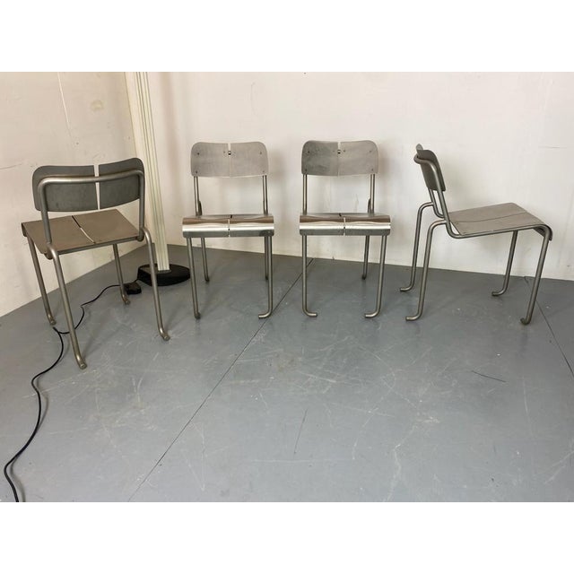 Modernist Architectural Stainless Steel Dining Chairs, 1980s, Set of 4 For Sale - Image 6 of 14