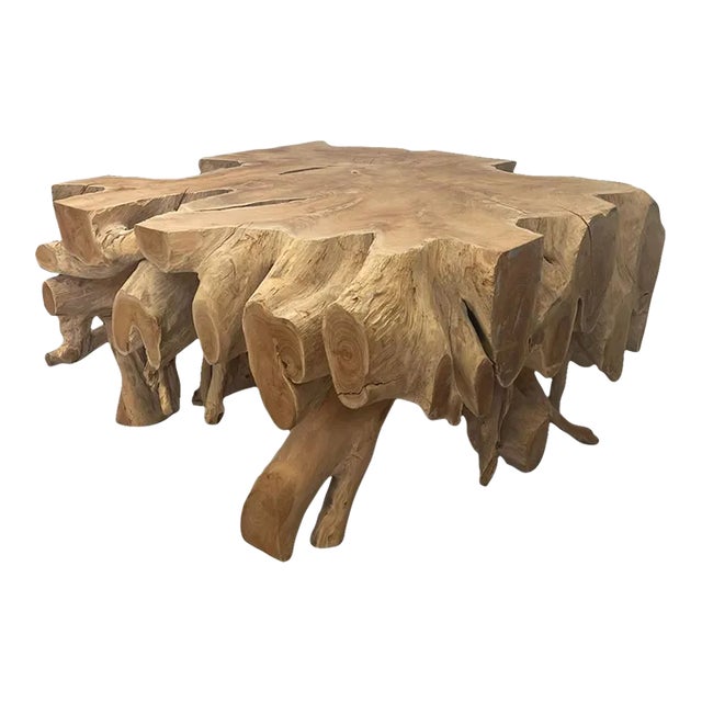 Solid Teak Live Edge Coffee Table From Indonesia. For Sale