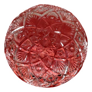 Large Cut Crystal Fruit Bowl, 1950s For Sale