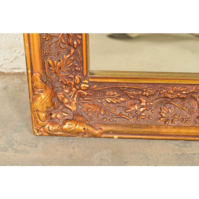 Wood French Rococo Ornate Carved Gold Gilt Large Wall Mirror For Sale - Image 7 of 10