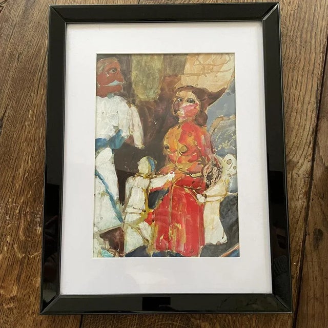 “Abstract woman” painting signed H.Misonne, vibrant colors, extremely decorative.