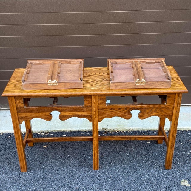 Vintage Nathan Hale Solid Oak Console Table Chairish