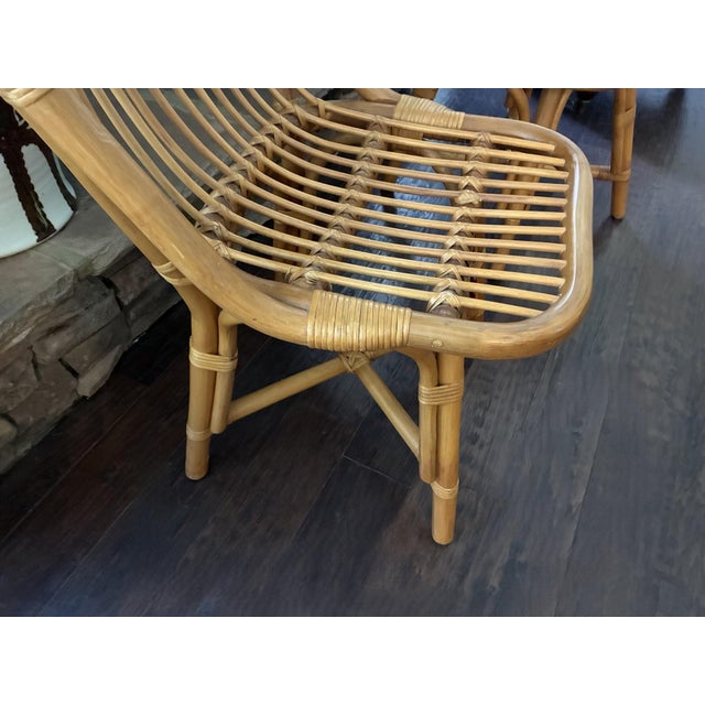Italian Pair of Vintage Albini Style Italian Bent Bamboo Rattan Chairs For Sale - Image 3 of 18