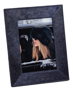 Rutbeek Navy Hair-On-Hide Leather Photo Frame, 5" x 7"