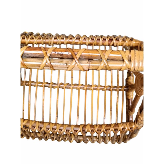 Rattan and Bamboo Magazine Basket by F.lli Castano, Italy, 1960s For Sale - Image 4 of 9