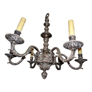 19th Century French Silvered Bronze Chandelier For Sale