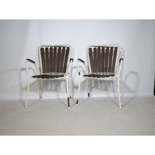 1960s Mid-Century Modern Danish Garden Chairs in Metal and Teak, 1960s, Set of 7 For Sale - Image 5 of 15