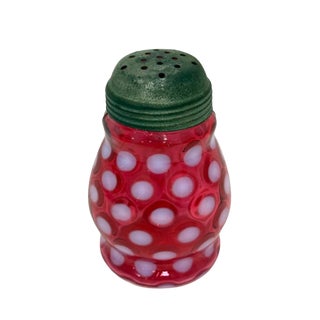 Fenton Cranberry Red Opalescent Coin Dot Sugar Shaker Muffineer With Lid For Sale