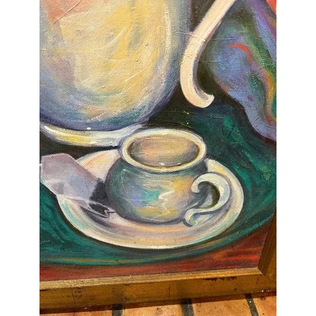 1990s 1990s Large Signed Teapot Still Life Painting by Linda Smith For Sale - Image 5 of 13