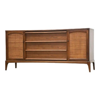 1960s Refinished Walnut Credenza by Lane Rhythm For Sale