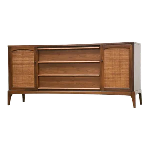 1960s Refinished Walnut Credenza by Lane Rhythm