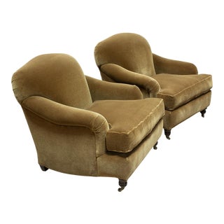 Mohair Velvet Club Chairs - a Pair For Sale