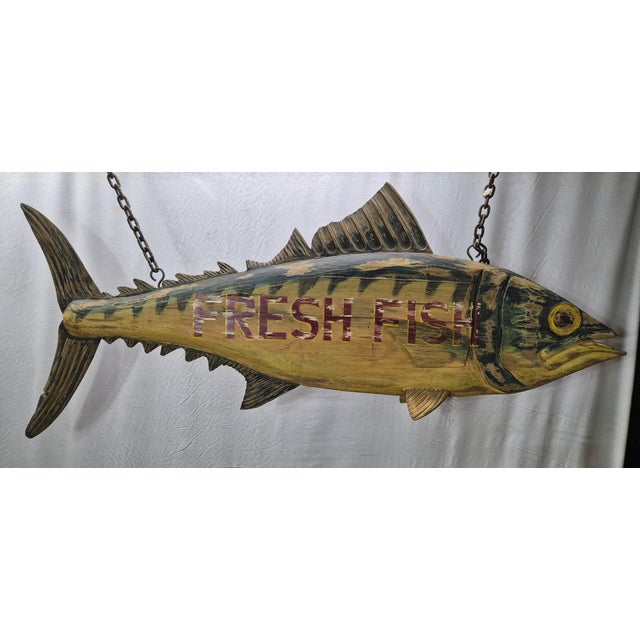 Early 21st Century Six Foot Carved Fish Trade Sign For Sale - Image 5 of 12