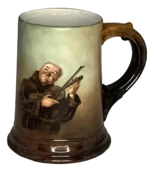 Antique Limoges Monk Mug: William Guerin Hand-Painted Tankard c. 1900