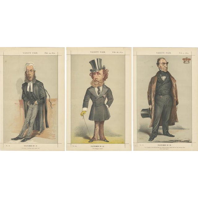 Late 19th Century Vanity Fair Chromolithographs, 1870, Paper, Set of 3 For Sale - Image 5 of 9