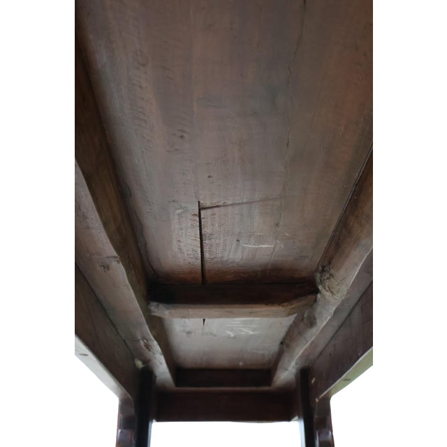 Antique Chinese Ming-Style Altar Console With Pierced Cloud-Scroll Spandrels & Oxblood Patina For Sale - Image 9 of 18
