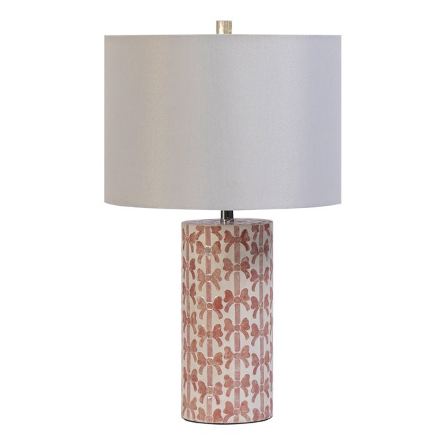Lassy Pink Ribbon Capiz Shell Table Lamp For Sale