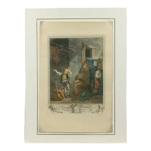 Antique P. A. Baudouin "Rose Et Colas" Tinted Engraving by J-B. B. Simonet