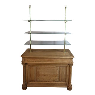 Vintage Oak Counter with Rack, 1940s For Sale