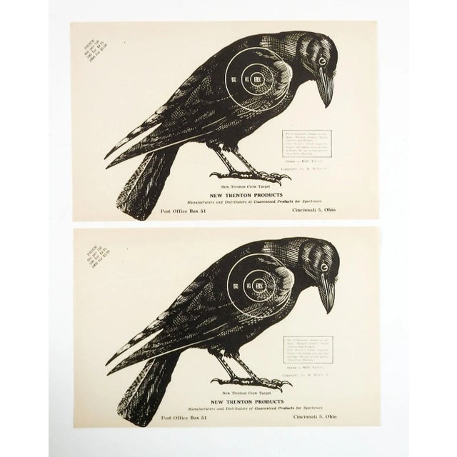 Pair of vintage New Trenton paper targets of a crow or raven. Great graphics, manufactured in Cincinnati Ohio, circa...