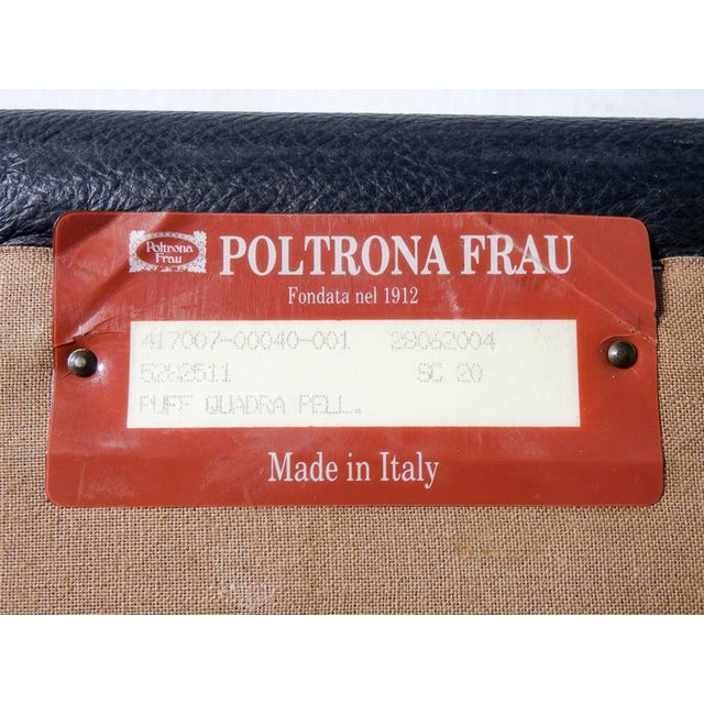 Black Ottoman in Black Leather and Metal from Poltrona Frau, 1990s For Sale - Image 8 of 16