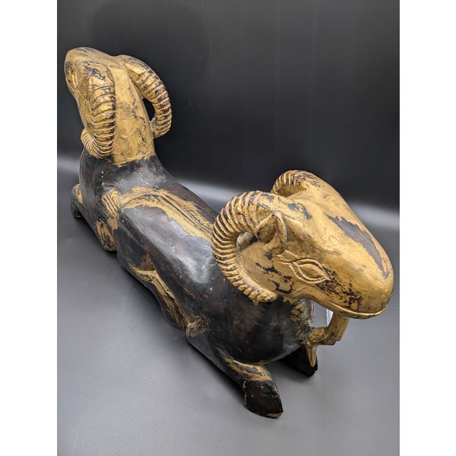 1950s Artisan Crafted Egyptian Revival Two-Headed Ram Sculpture For Sale - Image 9 of 15