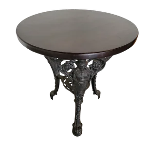 Antique Cast Iron English Pub Table With Thick Wood Top